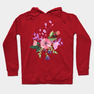 Painted Pink and Purple Flowers Hoodie